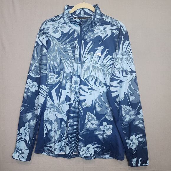 NWT J. Lindeberg Golf Men's Emanuel Print Mid Layer GMJS07417 Blue XL - Picture 1 of 8